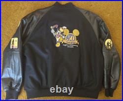 Disneyland 50th Anniversary Mickey Mouse Leather Bomber Jacket Size Large Disneyland 50th Anniversary Mickey Mouse Leather Bomber Jacket Size Large