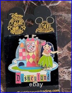 Disneyland 50th Anniversary Retro Pins 7 PINS 2005 RARE Find