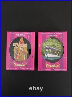 Disneyland 50th Anniversary Shag Large Pins Main Street U. S. A and Adventureland