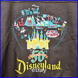 Disneyland 50th Anniversary Size S Leather Brown Jacket Disney Patches 1200 Made