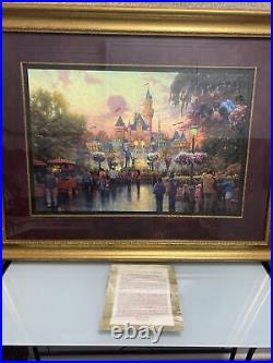 Disneyland 50th Anniversary Thomas Kinkade Framed Disney Print 18x27