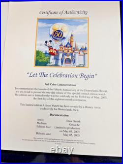 Disneyland 50th Anniversary Watch, Artwork & COA. NIB #219