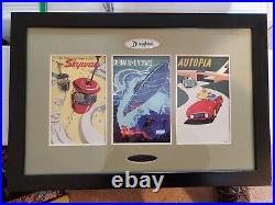 Disneyland 50th Tomorrowland Attraction Framed Posters and Pin Set Rare WithCOA