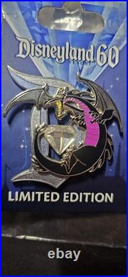 Disneyland 60th Anniversary Diamond D Maleficent/Dragon Pin LE 3000