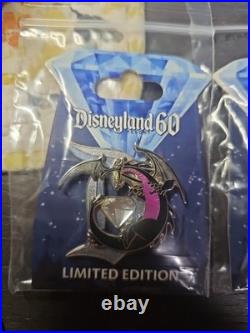 Disneyland 60th Anniversary Diamond D Maleficent/Dragon Pin LE 3000