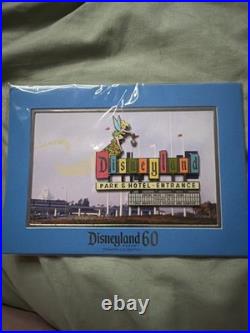 Disneyland 60th Anniversary Jumbo Pin LE 1000 Parks & Hotels Sign with Lithograph