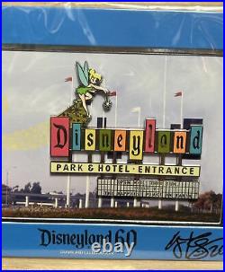Disneyland 60th Anniversary Marquee Jumbo Pin W Litho LE 1000 Signed