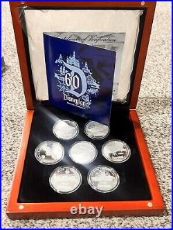 Disneyland 60th Anniversary Silver Plated Medallions Box Set of 7 LE 1955