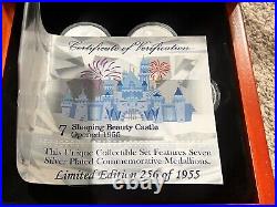 Disneyland 60th Anniversary Silver Plated Medallions Box Set of 7 LE 1955