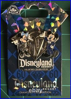 Disneyland 60th anniversary Diamond Celebration Mickey Pin Lot 11 Pins & Lanyard