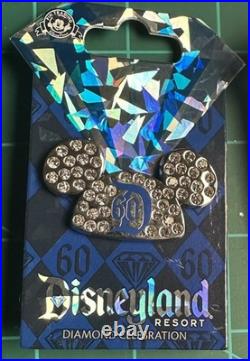 Disneyland 60th anniversary Diamond Celebration Mickey Pin Lot 11 Pins & Lanyard