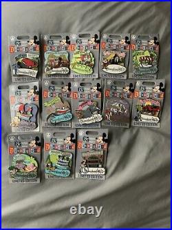 Disneyland 65TH ANNIVERSARY ATTRACTIONS 13 Pin Set LE 2000 Disney Exclusive NEW