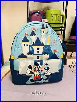 Disneyland 65th Anniversary Backpack By Loungefly & Marquee Blue Sequined Ears