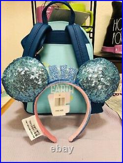 Disneyland 65th Anniversary Backpack By Loungefly & Marquee Blue Sequined Ears