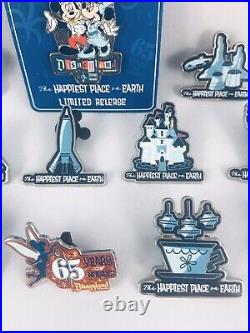 Disneyland 65th Anniversary Mystery Pins Full Set + Mickey and Minnie Pin LR