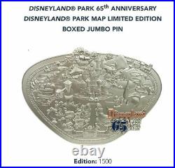 Disneyland 65th Anniversary Park Map 1500 Boxed Jumbo Pin Limited Edition