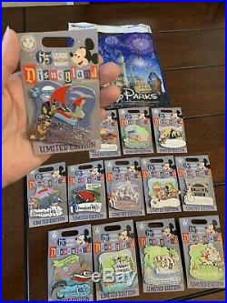 Disneyland 65th Anniversary- Set Of 13 attraction Limited Edition pins LE 2000