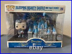 Disneyland 65th Anniversary Sleeping Beauty Castle with Walt Disney Funko NIB