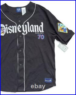 Disneyland 70th Anniversary Baseball Jersey Mickey Friends Black Adult Size L