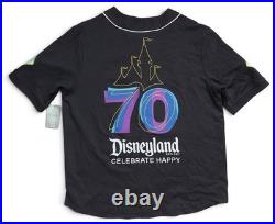 Disneyland 70th Anniversary Baseball Jersey Mickey Friends Black Adult Size L