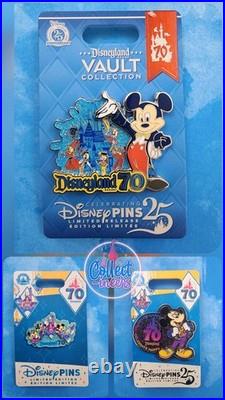 Disneyland 70th Anniversary Cast Member Exclusive Limited Edition Pin Set Of 3