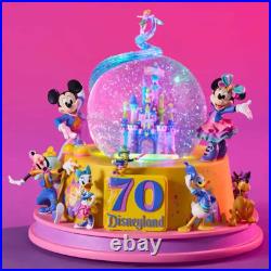 Disneyland 70th Anniversary Castle Snow Globe Mickey & Friends 2025 NEW