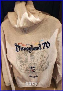 Disneyland 70th Anniversary Celebration Tan Map Pull Over Hoodie MEDIUM New 2025 Disneyland 70th Anniversary Celebration Tan Map Pull Over Hoodie MEDIUM New 2025