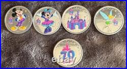 Disneyland 70th Anniversary Colored Coins Set Of 4 Coin / Medallions VALTED