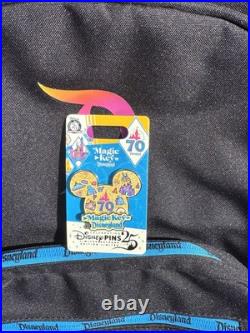 Disneyland 70th Anniversary Headband, collectible pins, and two tote bags Disneyland 70th Anniversary Headband, collectible pins, and two tote bags