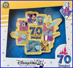 Disneyland 70th Anniversary Jumbo Pin Mickey & Friends LE 1000 NEW IN HAND