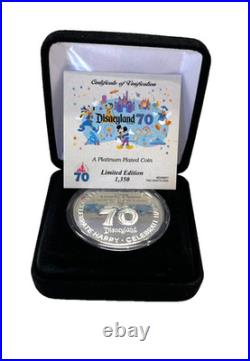 Disneyland 70th Anniversary Limited Edition Platinum Plated Coin #0703/1,350