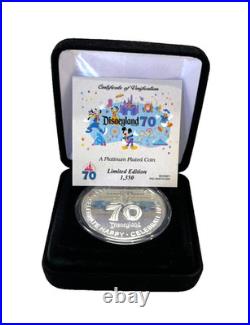 Disneyland 70th Anniversary Limited Edition Platinum Plated Coin #0716/1,350 A1