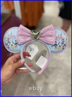 Disneyland 70th Anniversary Minnie Ears Headband Pink Bow Stoney Clover Lane NWT