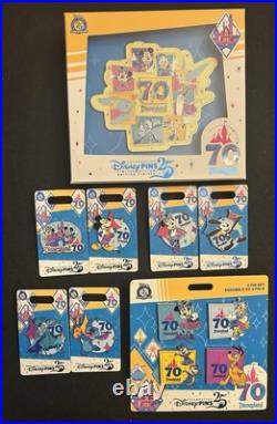 Disneyland 70th Anniversary Pin Set WithMickey And Friends Jumbo LE 1000 Disneyland 70th Anniversary Pin Set WithMickey And Friends Jumbo LE 1000