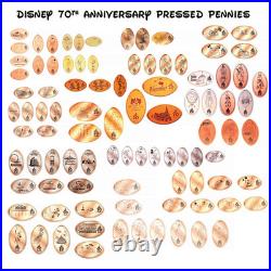 Disneyland 70th Anniversary Pressed Penny Collection of 93 Pennies & Album Pages