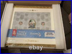 Disneyland 70th Anniversary Vault Collection Pin Display Frame & 3 Pins LE 3000