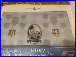 Disneyland 70th Anniversary Vault Collection Pin Display Frame & 3 Pins LE 3000