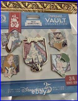 Disneyland 70th Anniversary Vault Collection Pin Frame with 3 Pins 1/4 And 2/4