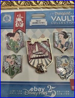 Disneyland 70th Anniversary Vault Collection Pin Frame with 3 Pins 1/4 And 2/4