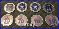 Disneyland 70th & California Adventure DCA 25th Anniversary 8 Medallions Set