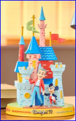Disneyland 70th Walt Disney and Mickey Castle Figure, NEW