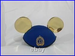 Disneyland Club 33 50th Anniversary Mickey Mouse Ears Blue With Gold Ears! Rare
