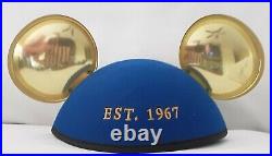 Disneyland Club 33 50th Anniversary Mickey Mouse Ears Blue With Gold Ears Rare A