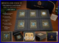 Disneyland Club 33 55th Emerald Anniversary LE 1000 Pin Lot of 6 with Boxes