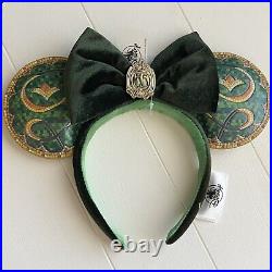 Disneyland Club 33 Exclusive 55 Emerald Anniversary Minnie Mouse Ears With Bag