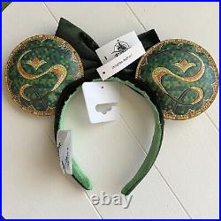 Disneyland Club 33 Exclusive 55 Emerald Anniversary Minnie Mouse Ears With Bag
