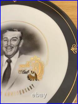 Disneyland Club 33 Walt Disney Plate Thirtieth anniversary Rare NEW white Japan