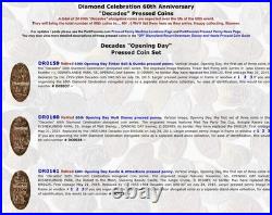 Disneyland Diamond 60th Anniversary Pressed Penny Set In Book Holder with 60 coins