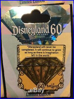 Disneyland Diamond Pin Set 60th Anniversary Celebration Complete Set Of 7 Pins