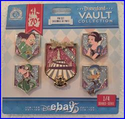 Disneyland Disney 70th Anniversary Vault Collection Pin Frame with 1/4 Pin Set